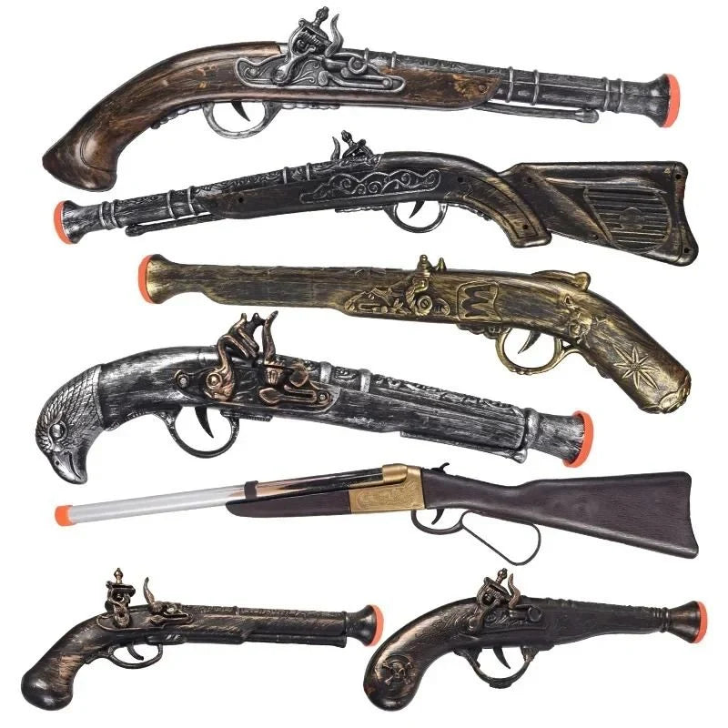Flintlock Pistol Antique Engraved Lightweight Wood-Look Grip
