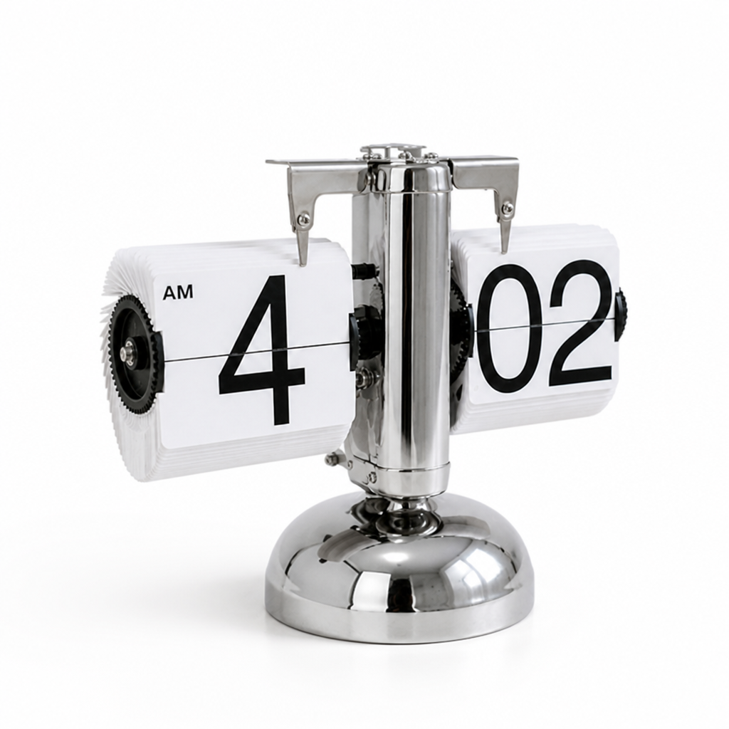 Flip Clock Large Clear Numbers Stainless Steel