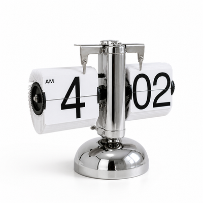 Flip Clock Large Clear Numbers Stainless Steel