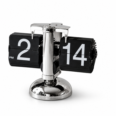 Flip Clock Large Clear Numbers Stainless Steel