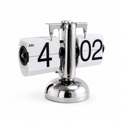 Flip Clock Large Clear Numbers Stainless Steel