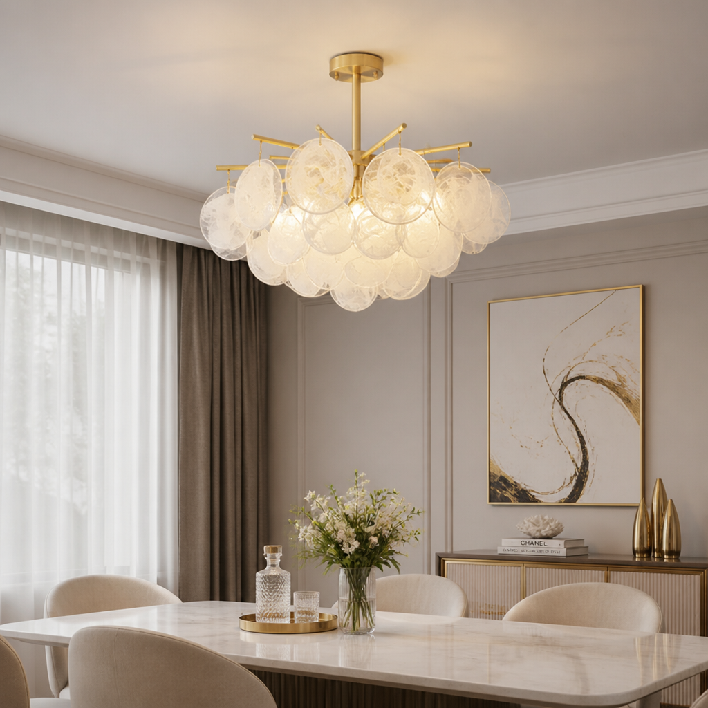 French Bubble Glass Wind Chime Pendant Light