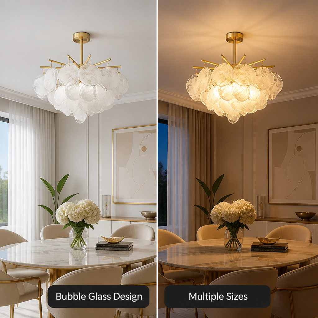 French Bubble Glass Wind Chime Pendant Light