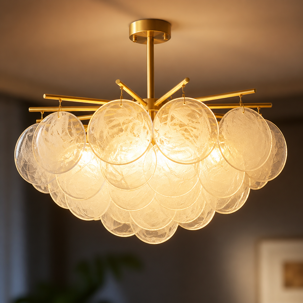 French Bubble Glass Wind Chime Pendant Light