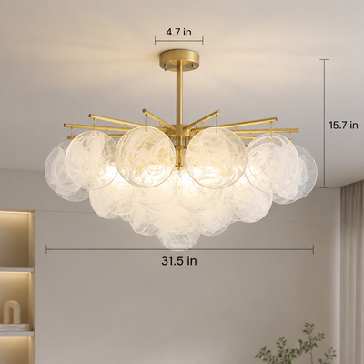 French Bubble Glass Wind Chime Pendant Light
