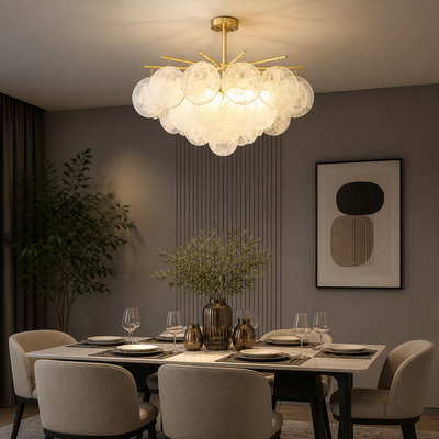 French Bubble Glass Wind Chime Pendant Light