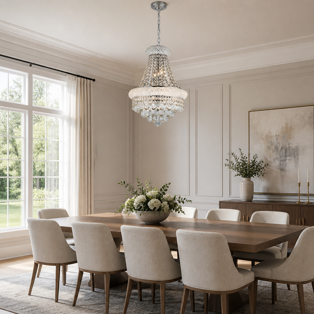 French Crystal Adjustable Chain Chandelier