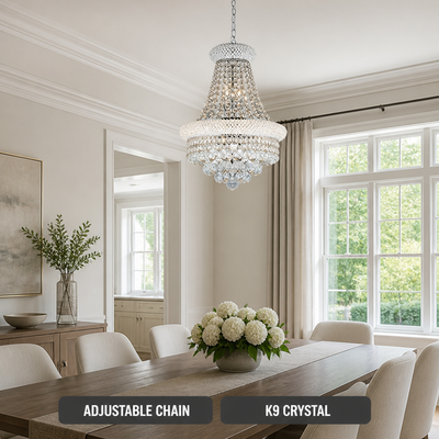 French Crystal Adjustable Chain Chandelier