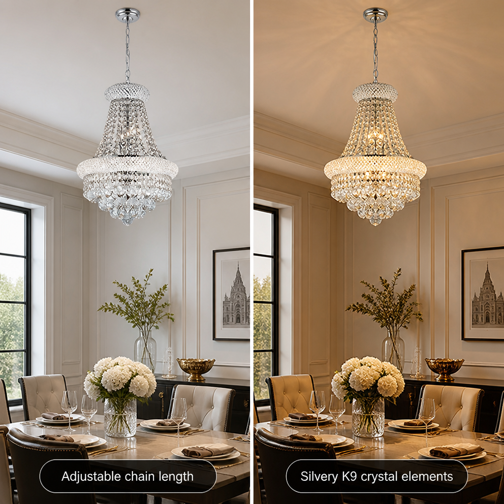 French Crystal Adjustable Chain Chandelier