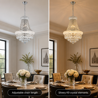 French Crystal Adjustable Chain Chandelier