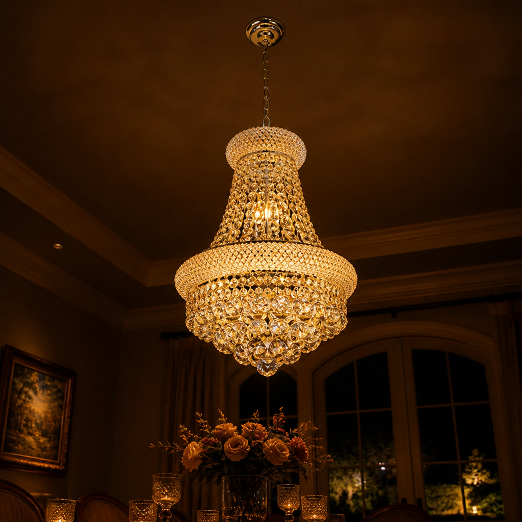 French Crystal Adjustable Chain Chandelier