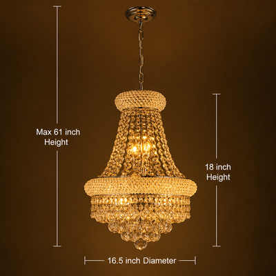 French Crystal Adjustable Chain Chandelier