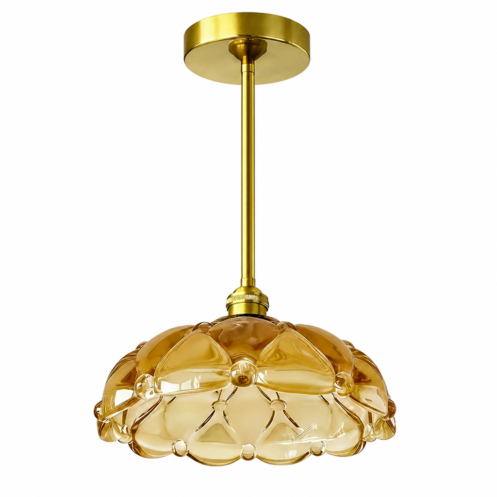 French Glass Semi-Flush Ceiling Light