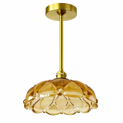 French Glass Semi-Flush Ceiling Light