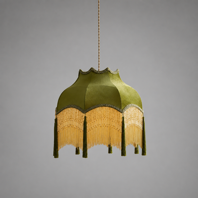 French Green Velvet Tassel Pendant Light