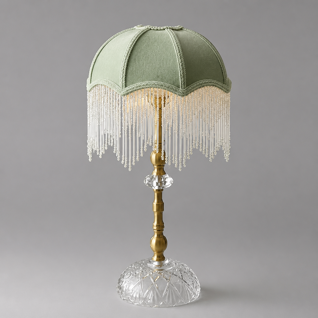 French Green Velvet Tassel Pendant Light