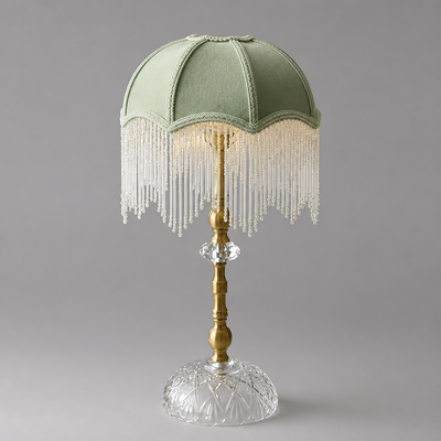 French Green Velvet Tassel Pendant Light
