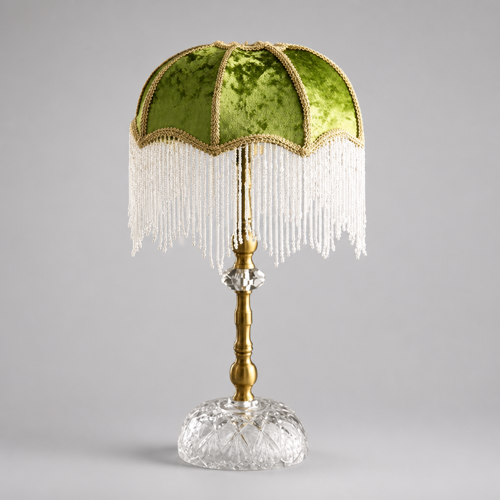 French Green Velvet Tassel Pendant Light