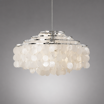 French Metal Shell Pendant Light
