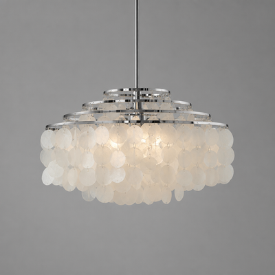 French Metal Shell Pendant Light