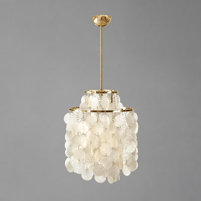 French Metal Shell Pendant Light