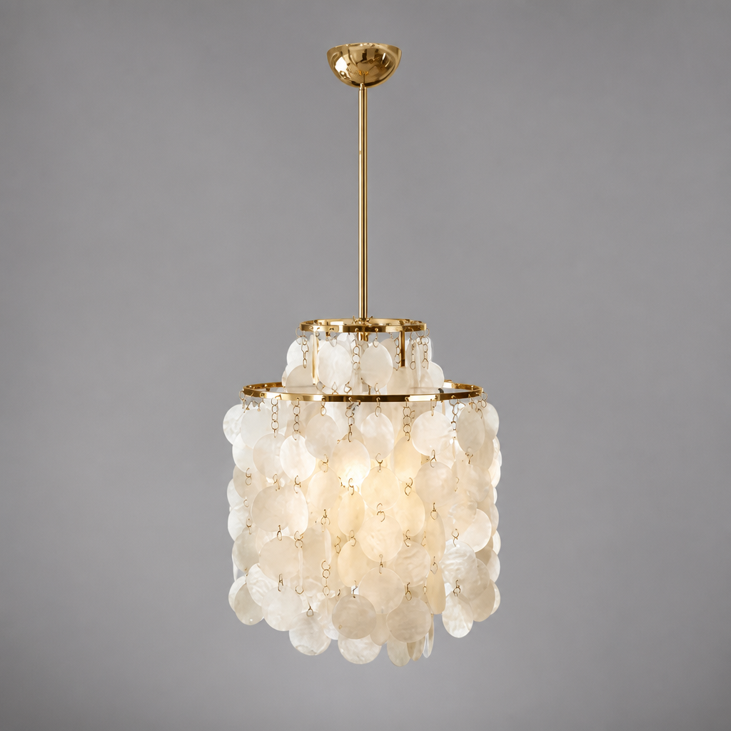 French Metal Shell Pendant Light