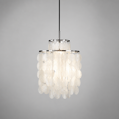 French Metal Shell Pendant Light