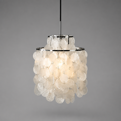 French Metal Shell Pendant Light