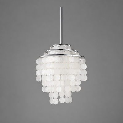 French Metal Shell Pendant Light