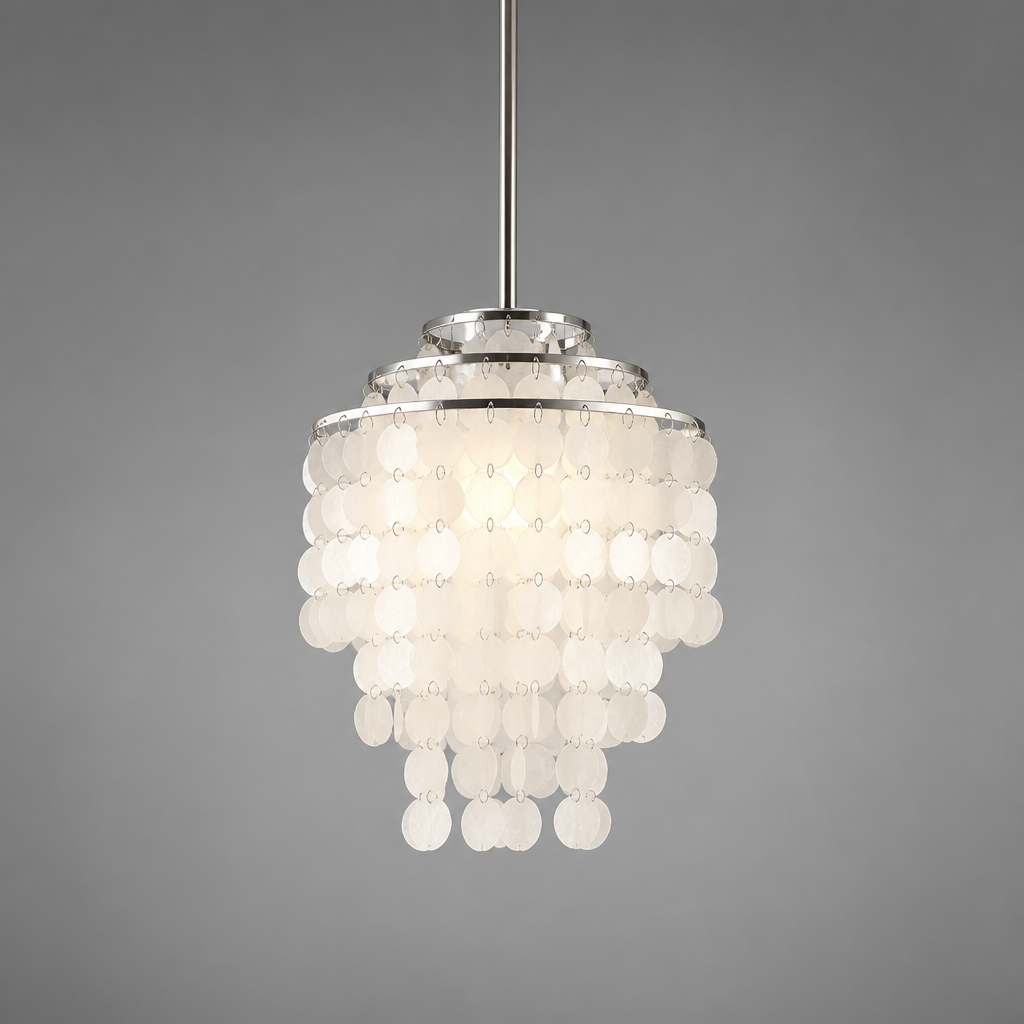 French Metal Shell Pendant Light