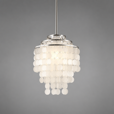 French Metal Shell Pendant Light