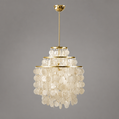 French Metal Shell Pendant Light