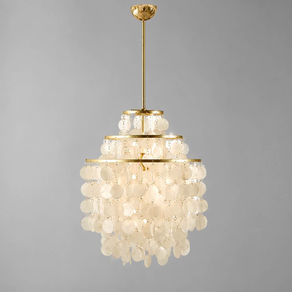 French Metal Shell Pendant Light