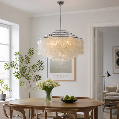 French Metal Shell Pendant Light