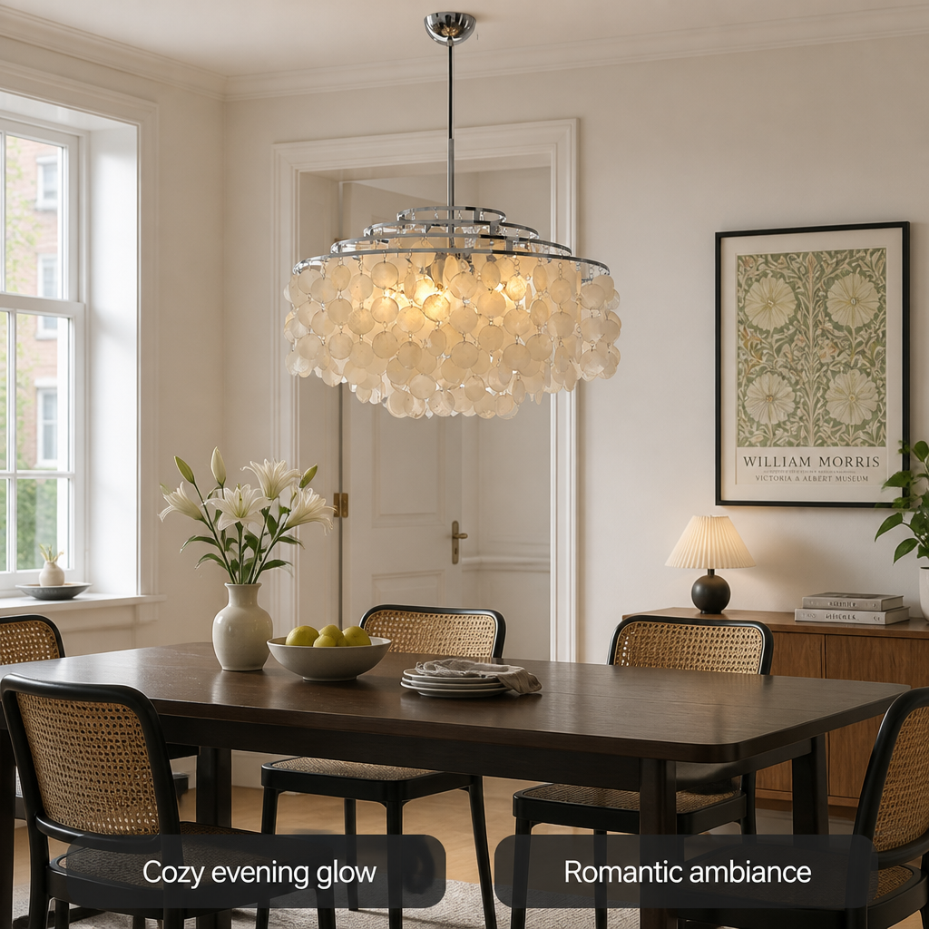 French Metal Shell Pendant Light