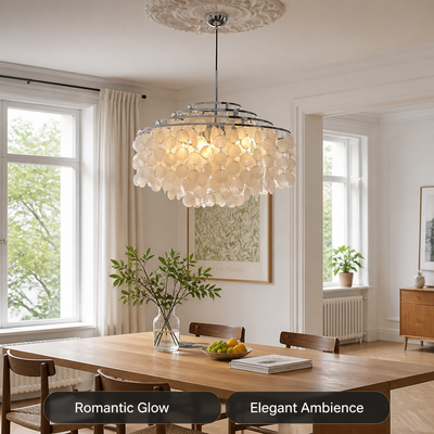 French Metal Shell Pendant Light