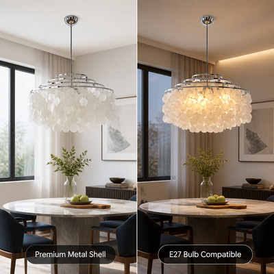 French Metal Shell Pendant Light