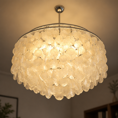 French Metal Shell Pendant Light