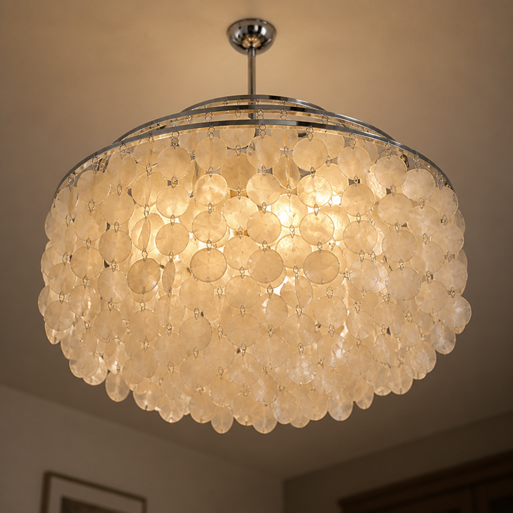 French Metal Shell Pendant Light