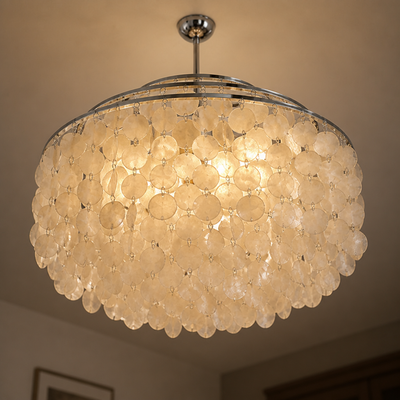 French Metal Shell Pendant Light