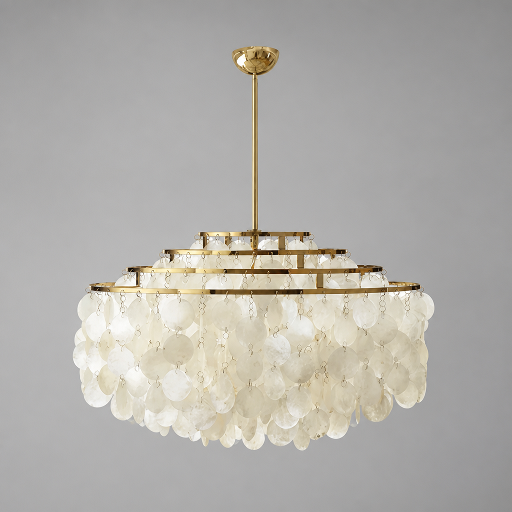 French Metal Shell Pendant Light