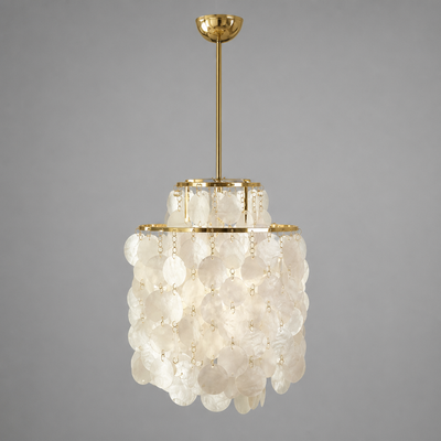 French Metal Shell Shade Chandelier