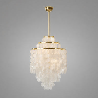 French Metal Shell Shade Chandelier