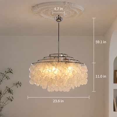 French Metal Shell Shade Chandelier