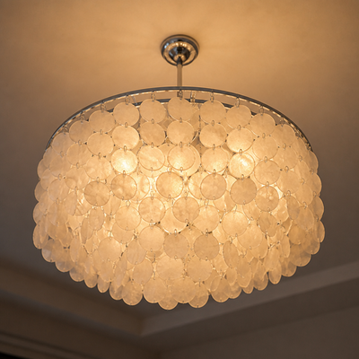 French Metal Shell Shade Chandelier