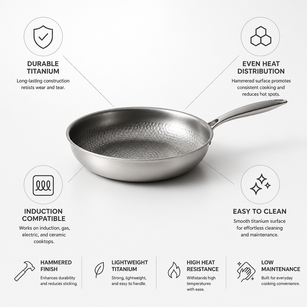 Frying Pan Hammered Titanium Induction Compatible
