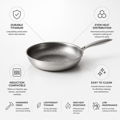 Frying Pan Hammered Titanium Induction Compatible