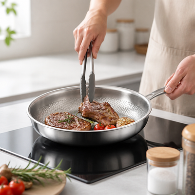 Frying Pan Hammered Titanium Natural Non-Stick Induction Compatible