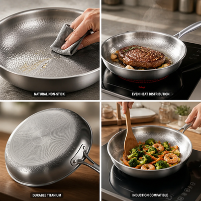 Frying Pan Titanium Hand-Hammered Non-Stick