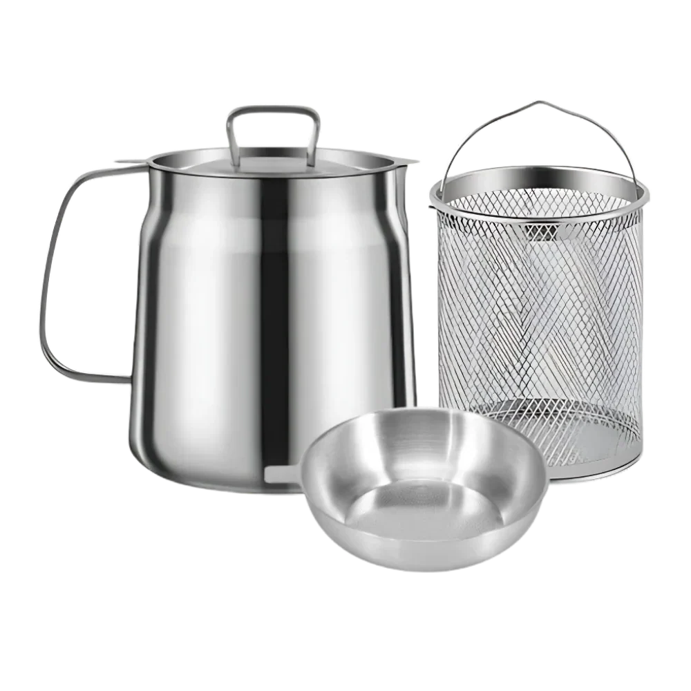Frying Pot Integrated Oil Sieve Stainless Steel Heat-Resistant Handle